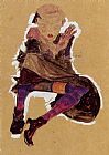 Egon Schiele Seated Young Girl painting